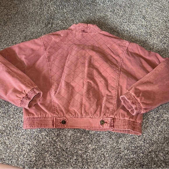 Free People Quilted Denim Jacket Mauve Pink Cardigan. Size S. - Picture 2 of 8